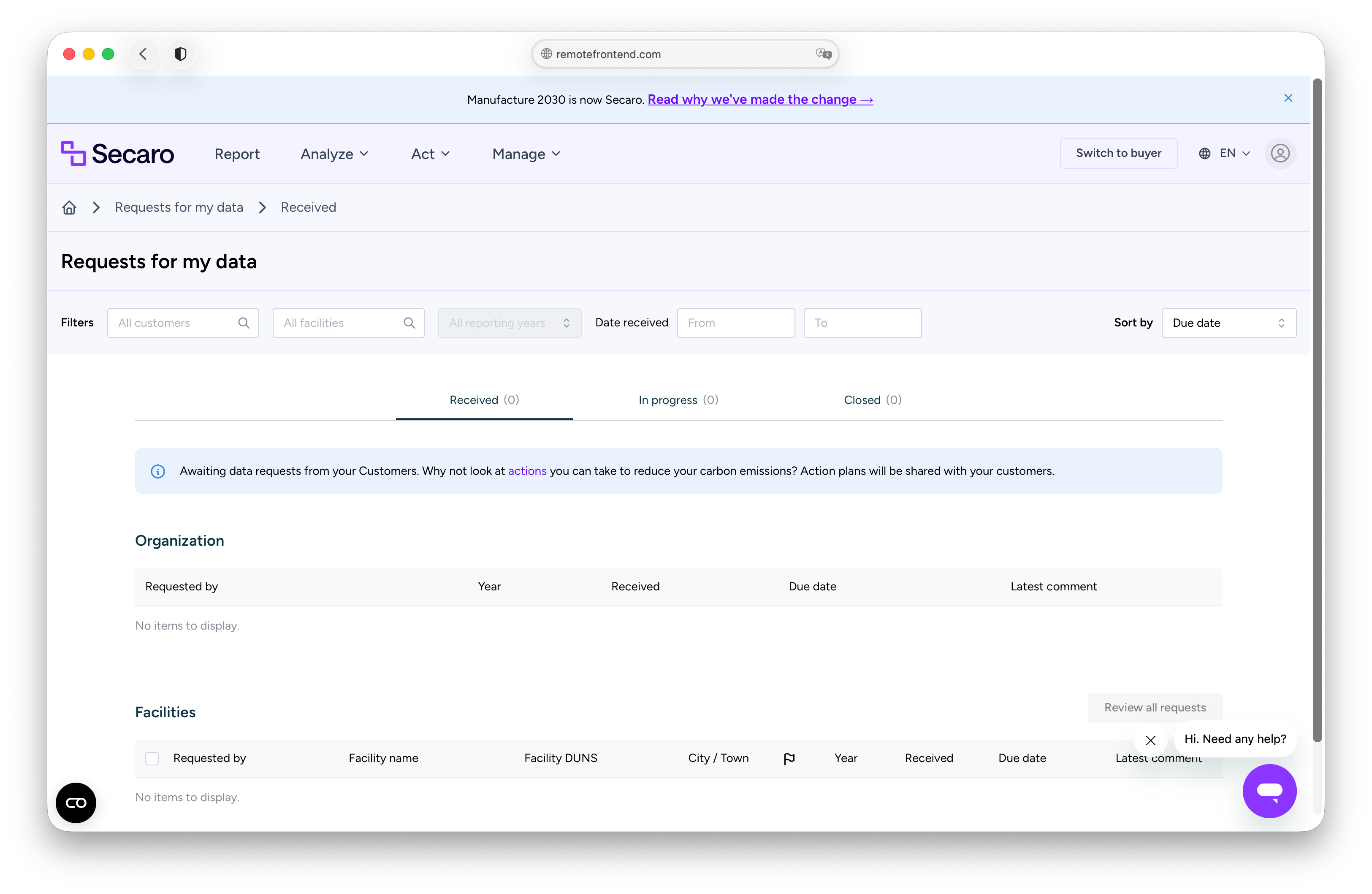 Secaro — Supply Chain Platform — site screenshot
